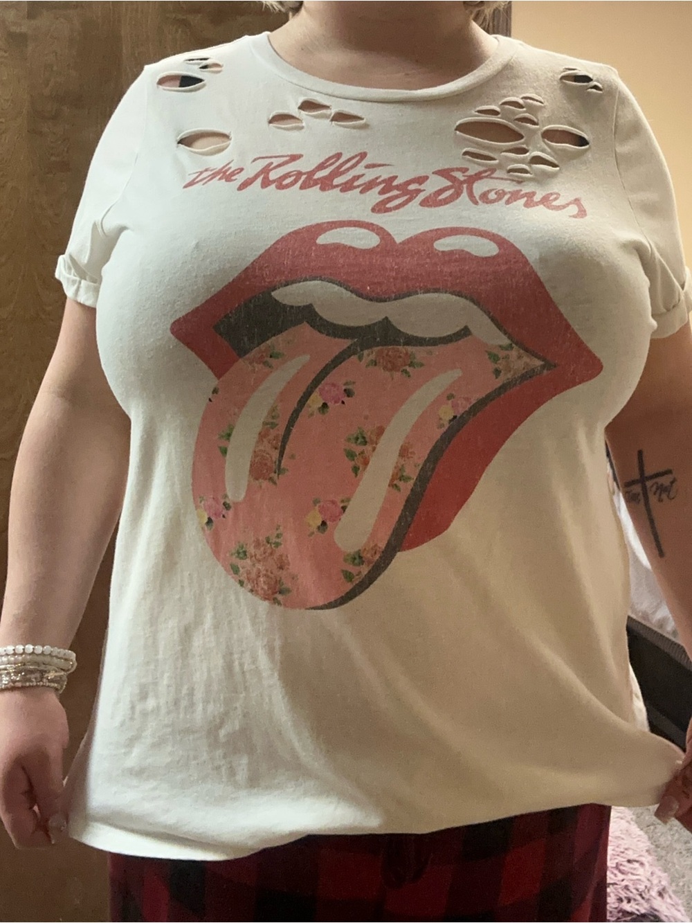 The Rolling Stones White Tee with Red Tongue Logo